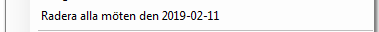 2. Radera alla möten den 2019-02-11